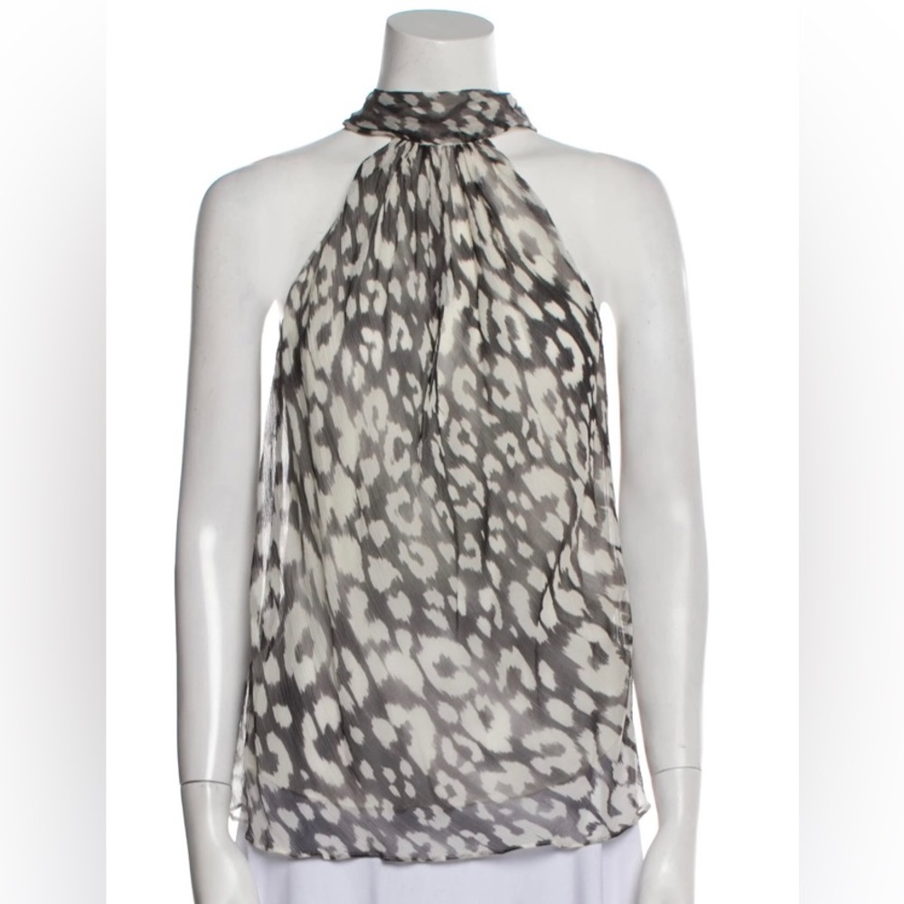 Ramy Brook Calla Leopard Print Silk Halter